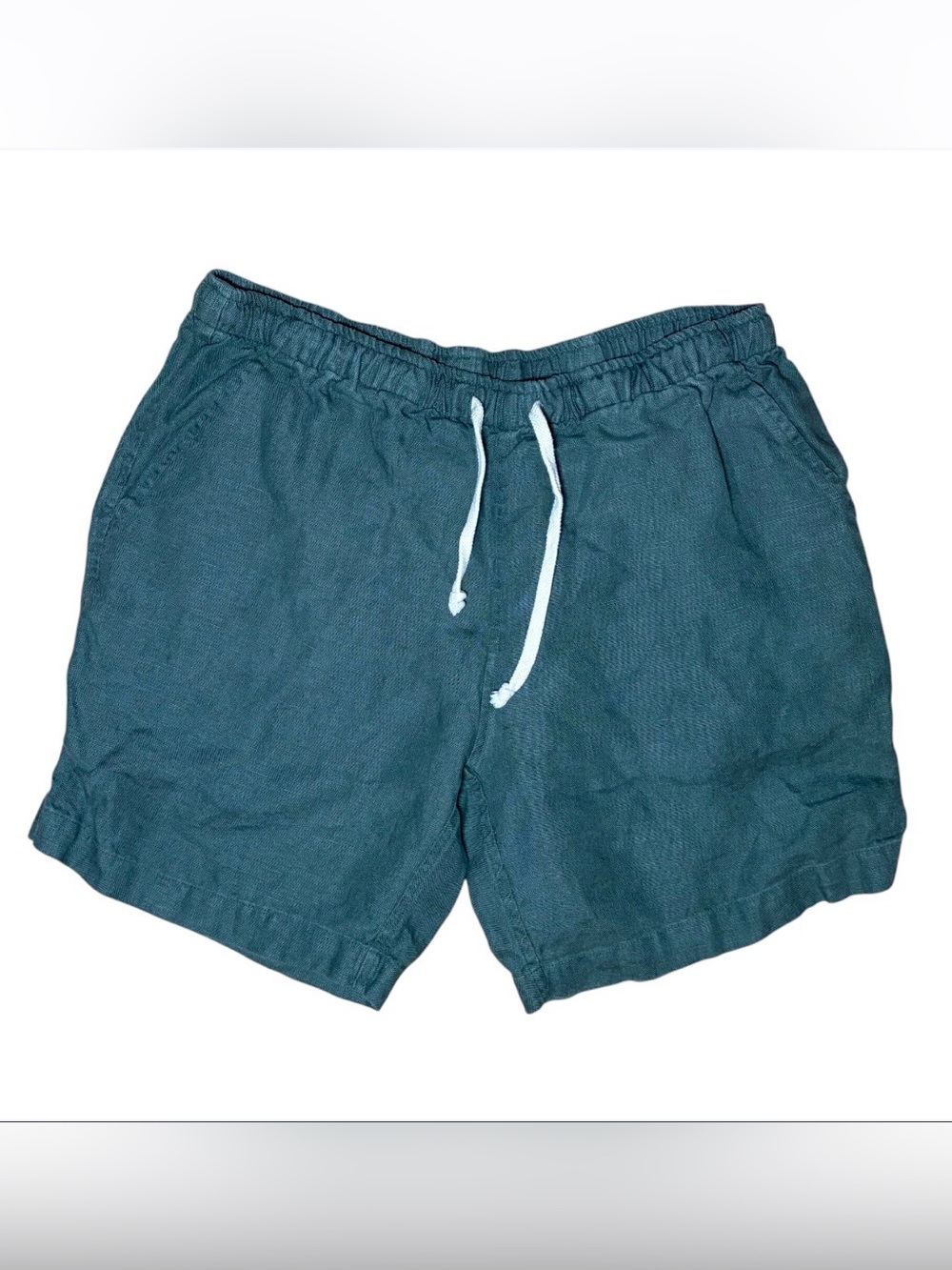 Alex Crane Bo Linen Shorts Green Small French Linen Drawstring Casual